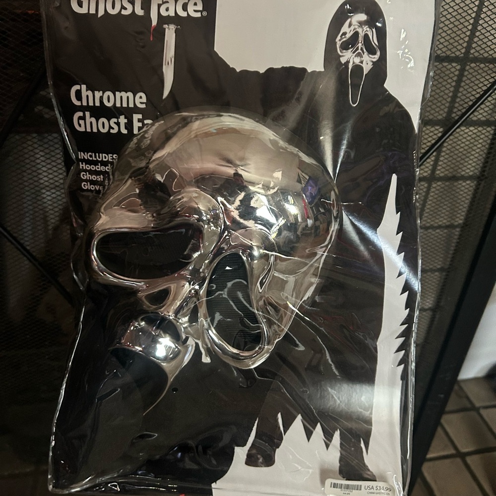 Chrome Ghost Face Mask with full costume